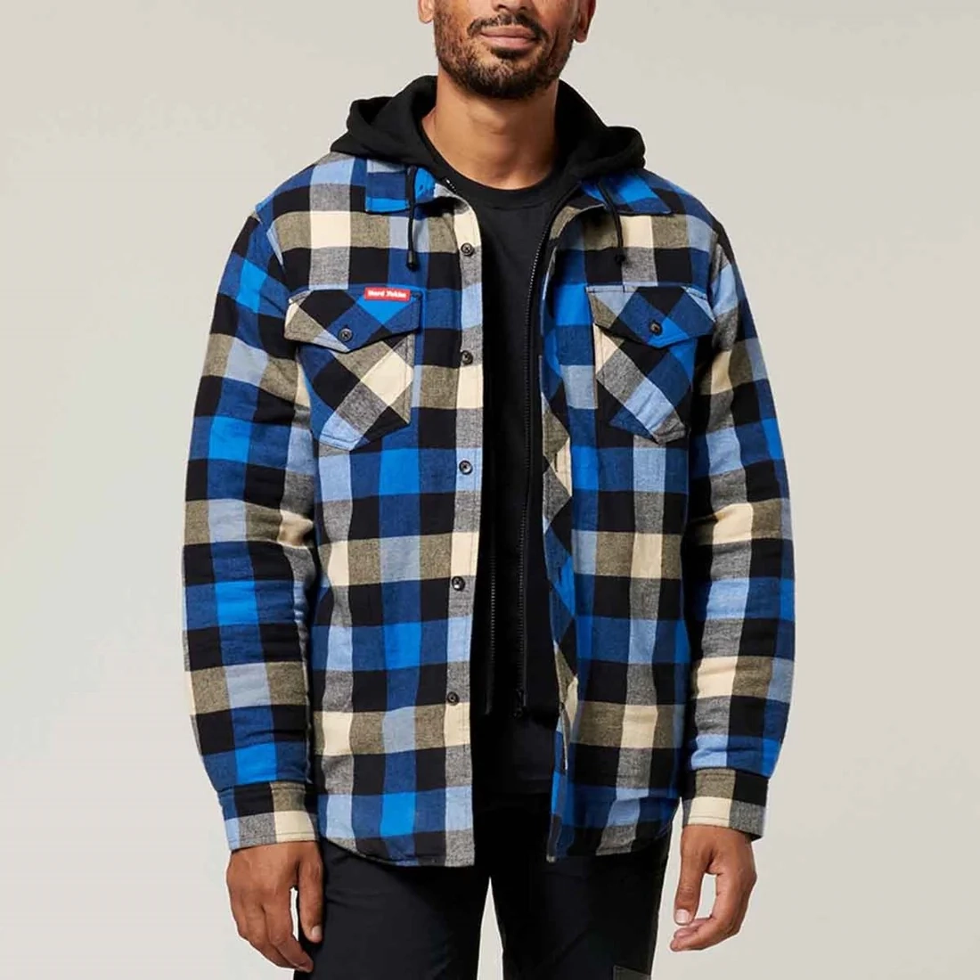 Men's Quilted Solid Shacket in blue - Image 1
