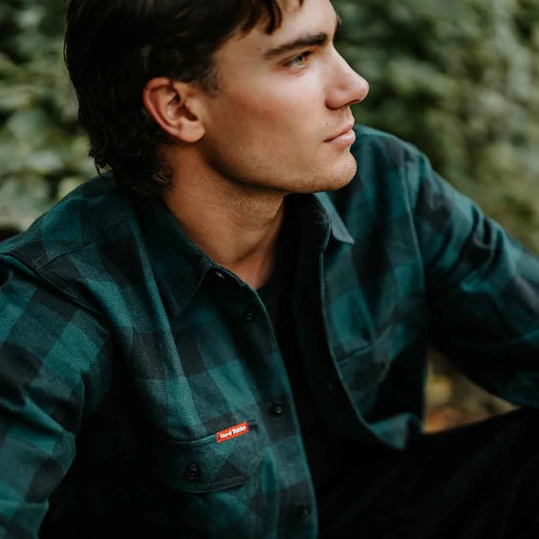 Men's Check Flannel Shirt in green - Image 2